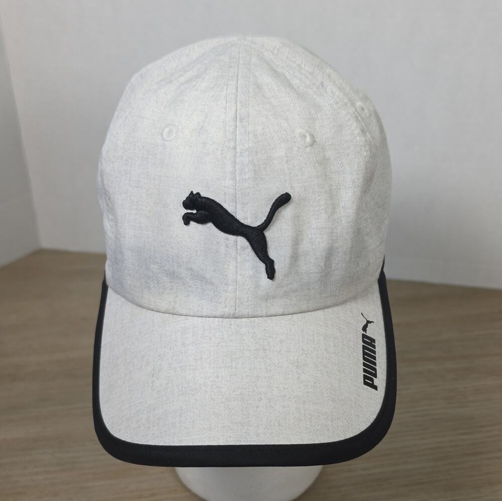 PUMA Adjustable Baseball Cap Logo Solid White/Black with Pink Underbrim One Size